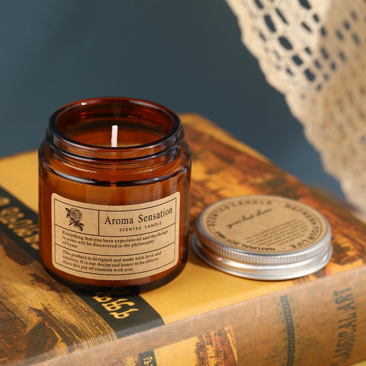 Brown Glass Cup Smokeless Aromatherapy Candle