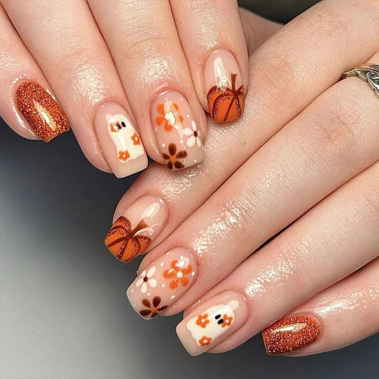 24 Pcs Fall Short Square Press on Nails