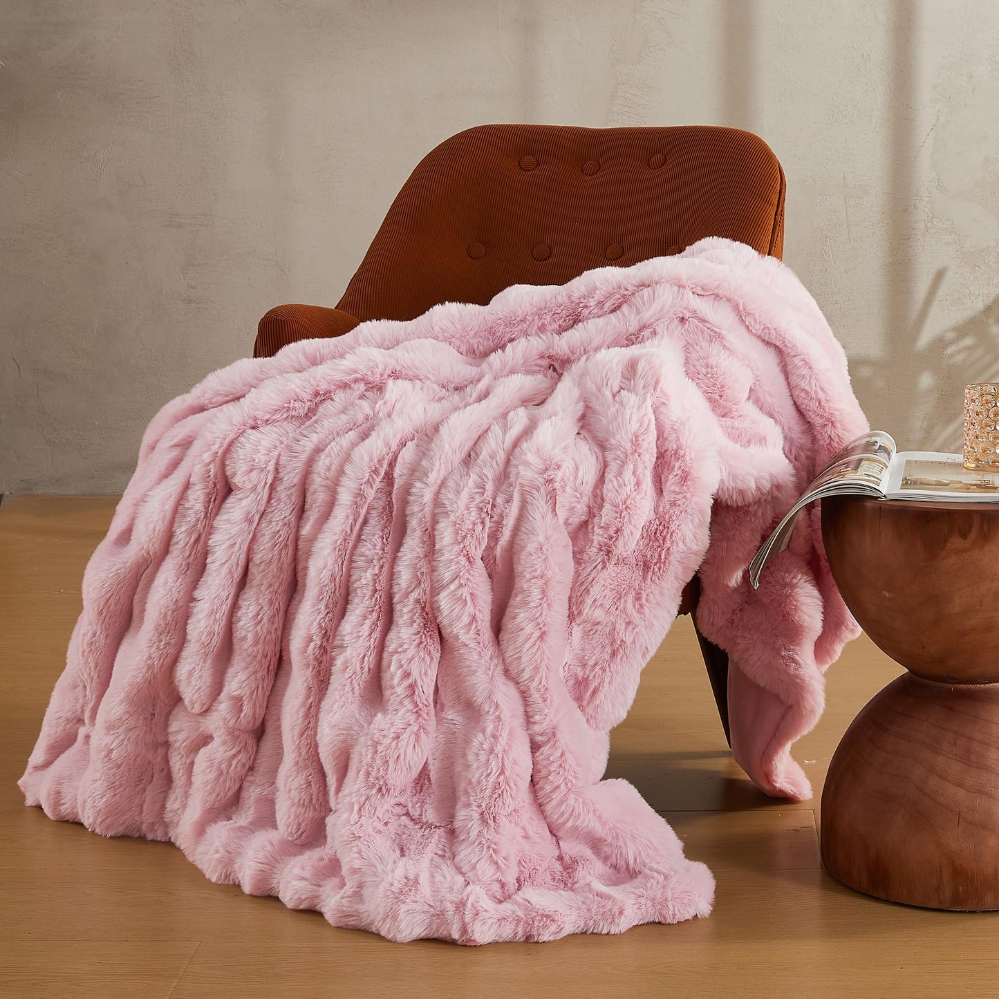 Plush Faux Fur Bubble Throw