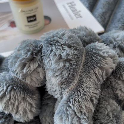 Solid color thickened wide striped blanket