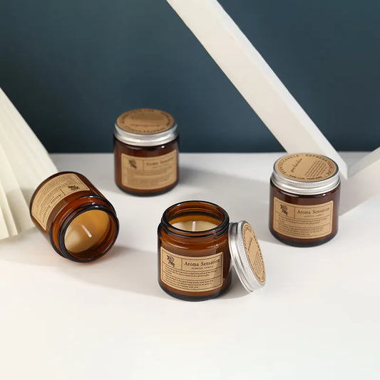 Brown Glass Cup Smokeless Aromatherapy Candle