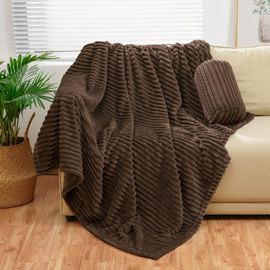 Brown Stripe Flannel Throw Blanket